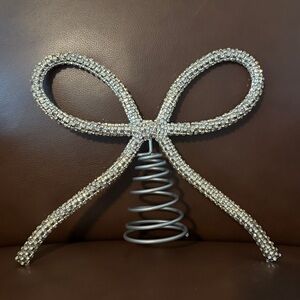 Elegant Silver Rhinestone Bow  Christmas Tree Topper  NWT